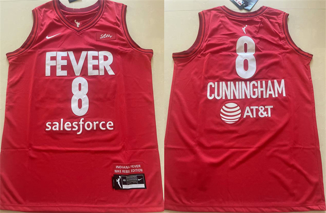 Men's Indiana Fever #8 Sophie Cunningham Red Stitched Basketball Jersey